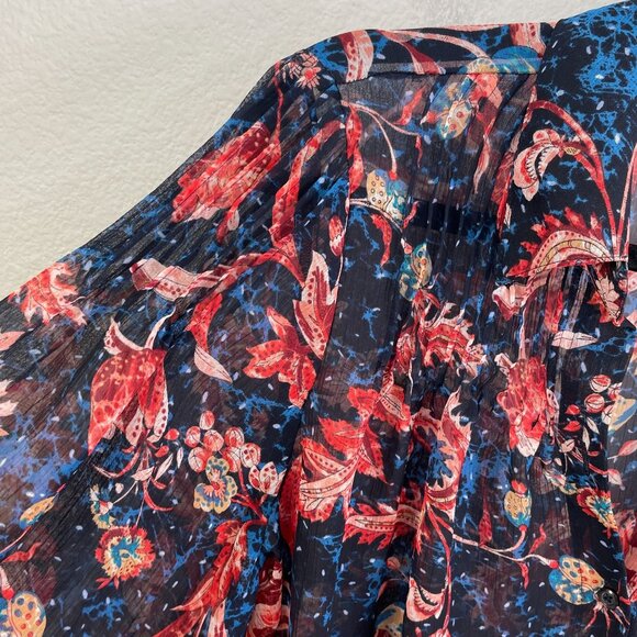 Express Womens Small Sheer Floral Button Up Blouse Long Sleeve Shirt Top - Picture 11 of 12